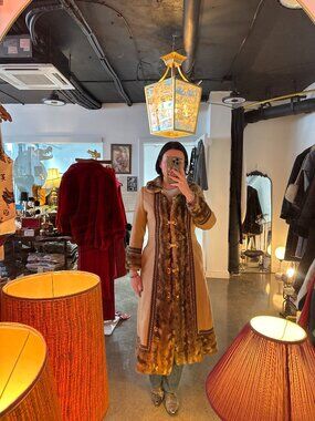 1950s Peck & Peck Wool Coat with Faux Fur Trim and Gold Clasps
